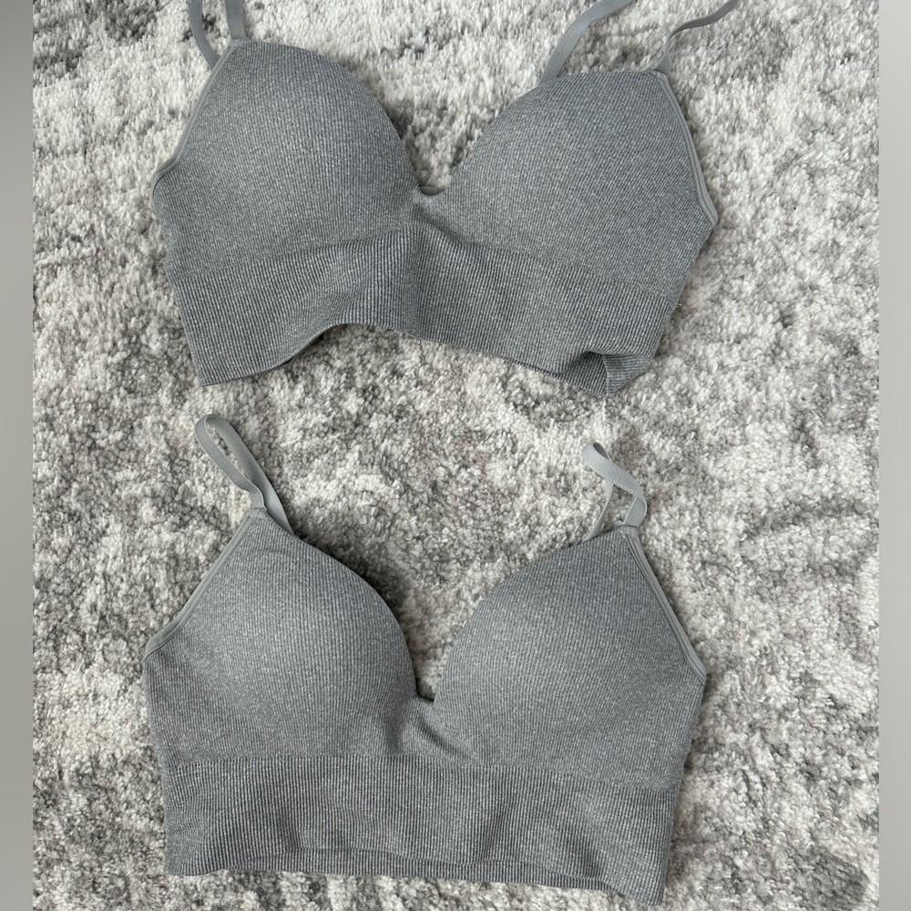 Grey Push Up Wireless Bra